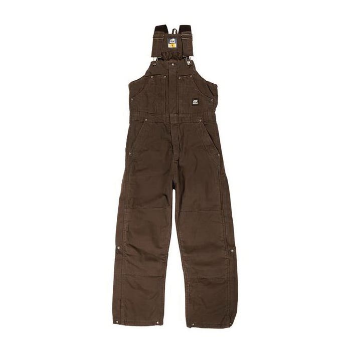 Berne Bib Overalls, 2XL, 50 to 52 in Chest, 46 to 48 in Waist, Cotton, Bark, 32 in Inseam, Regular