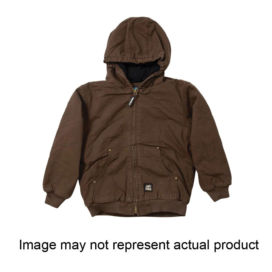 Berne Jacket, Girl's, L, Cotton Duck, Titanium, Hooded Collar, Zipper Closure, Regular