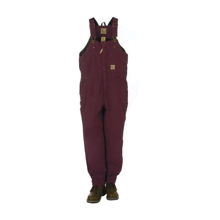 Berne Bib Overalls, Washed Youth's Insulated, Unisex, M, Cotton Duck, Plum, Regular