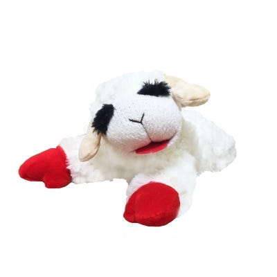 multipet Lamb Chop Dog Toy, Plush Toy, Fabric, White