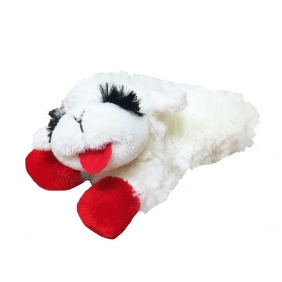 multipet Lamb Chop Dog Toy, Plush Toy, Fabric, White