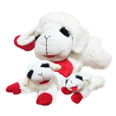 multipet Lamb Chop Dog Toy, Plush Toy, Fabric, White