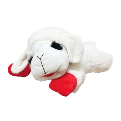 multipet Lamb Chop Dog Toy, Plush Toy, Fabric, White