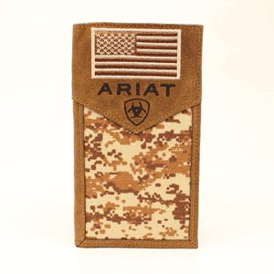 Ariat Wallet, Men's, Patriot Digital Camo Flag, Medium Brown