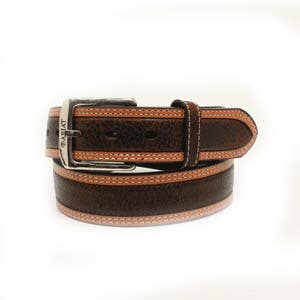 Ariat Belt, 36 in, Silver Buckle, Leather, Brown Oiled Rowdy