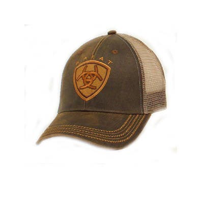 Ariat Cap, ARIAT Signature and Shield Logo, Men's, Cotton, Brown