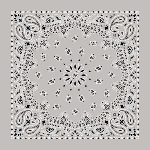 Carolina Traditional Paisley Bandana, Women's, Cotton, Silver