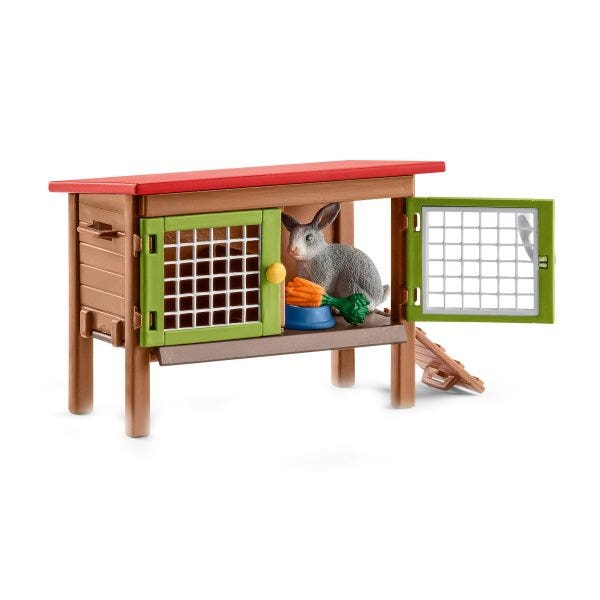 Schleich-S Farm World Series Rabbit Hutch Toy, Plastic, Brown/Green