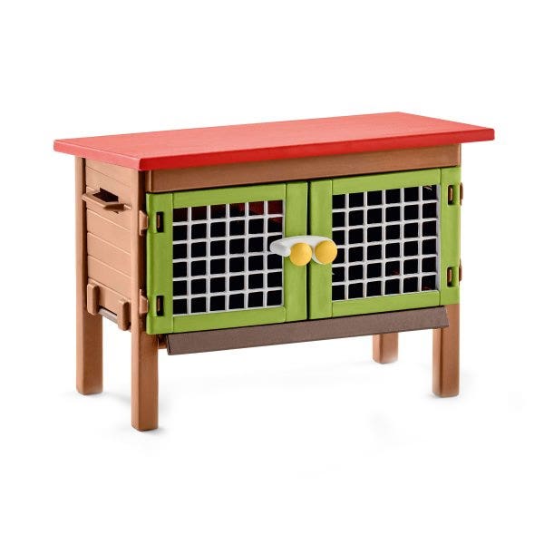 Schleich-S Farm World Series Rabbit Hutch Toy, Plastic, Brown/Green