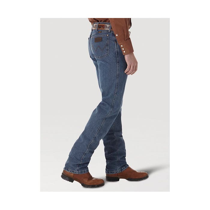 Wrangler Cowboy Cut Series Jeans, 34 in Waist, 34 in L Inseam, Mid Tint, Regular Fit