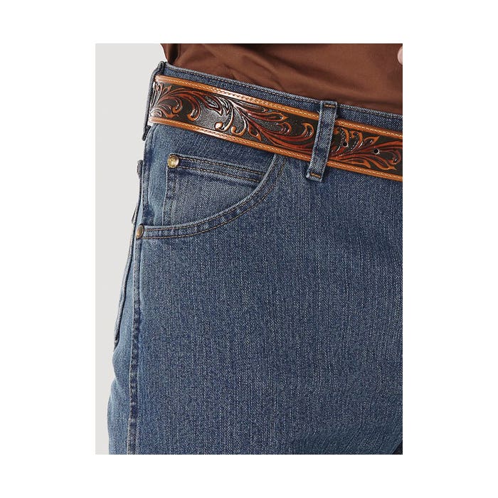 Wrangler Cowboy Cut Series Jeans, 34 in Waist, 34 in L Inseam, Mid Tint, Regular Fit