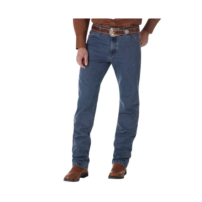 Wrangler Cowboy Cut Series Jeans, 34 in Waist, 34 in L Inseam, Mid Tint, Regular Fit