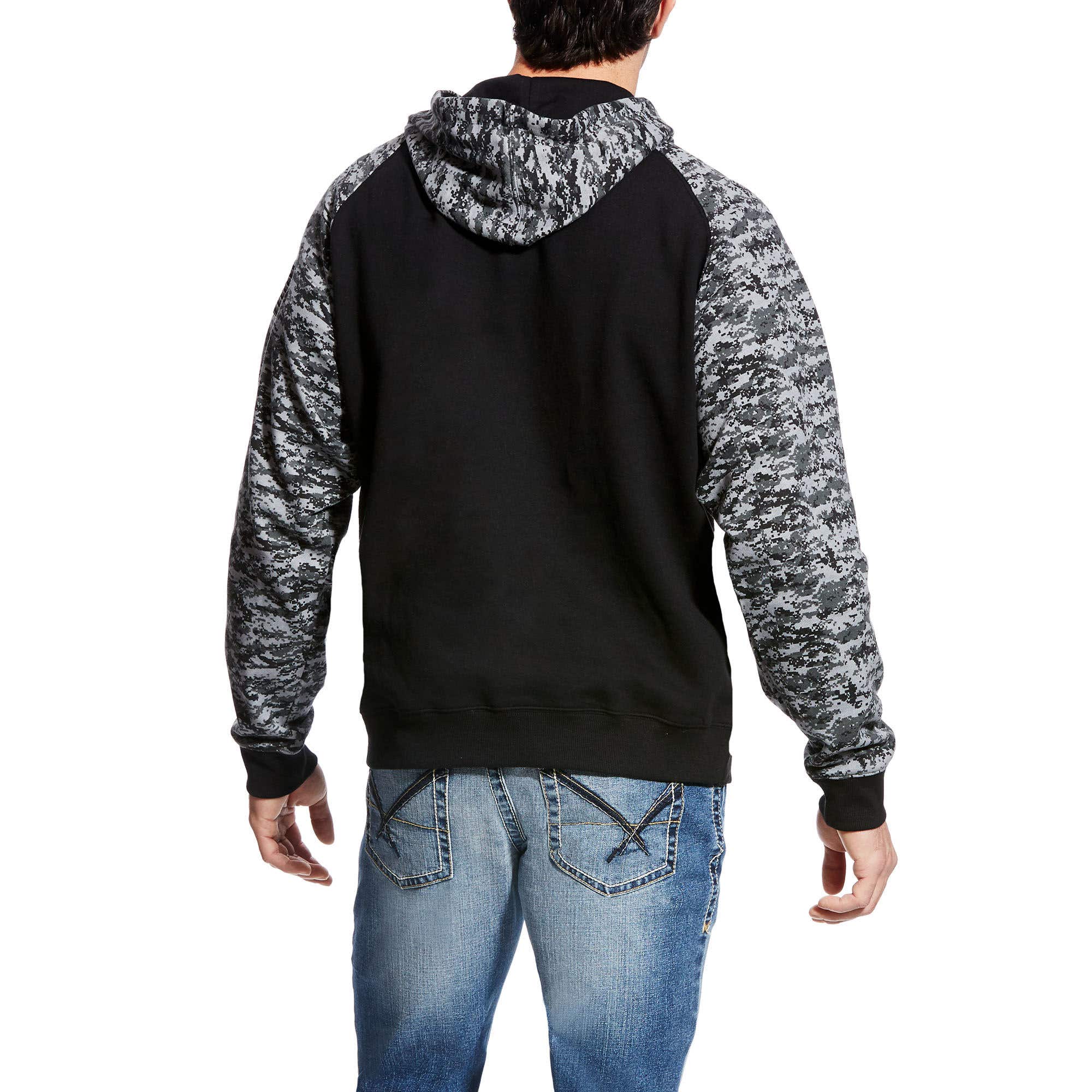Ariat Sweatshirt, XL, Cotton/Polyester, Black Digi Camouflage, Hooded