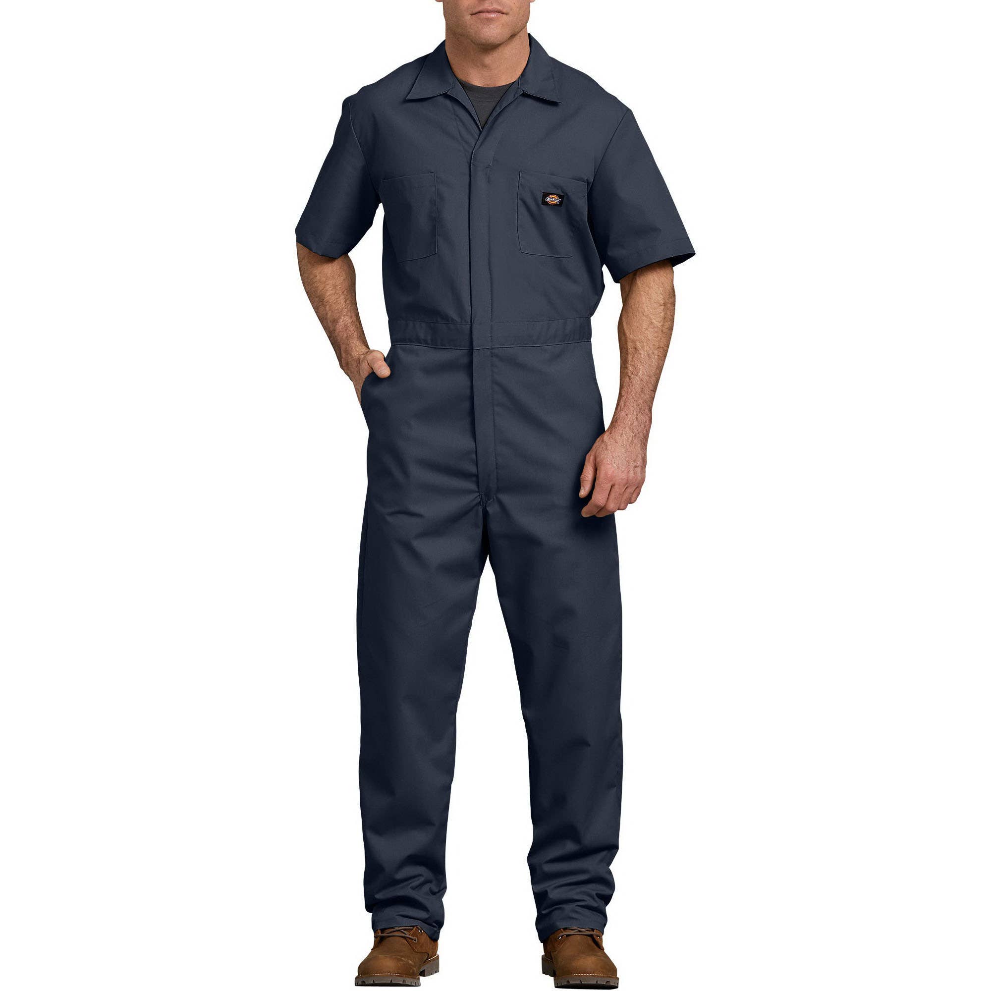 Dickies Coveralls, S, 34 to 36 in Chest, 32 in L Inseam, Cotton/Polyester/Poplin, Dark Navy, Generous Fit