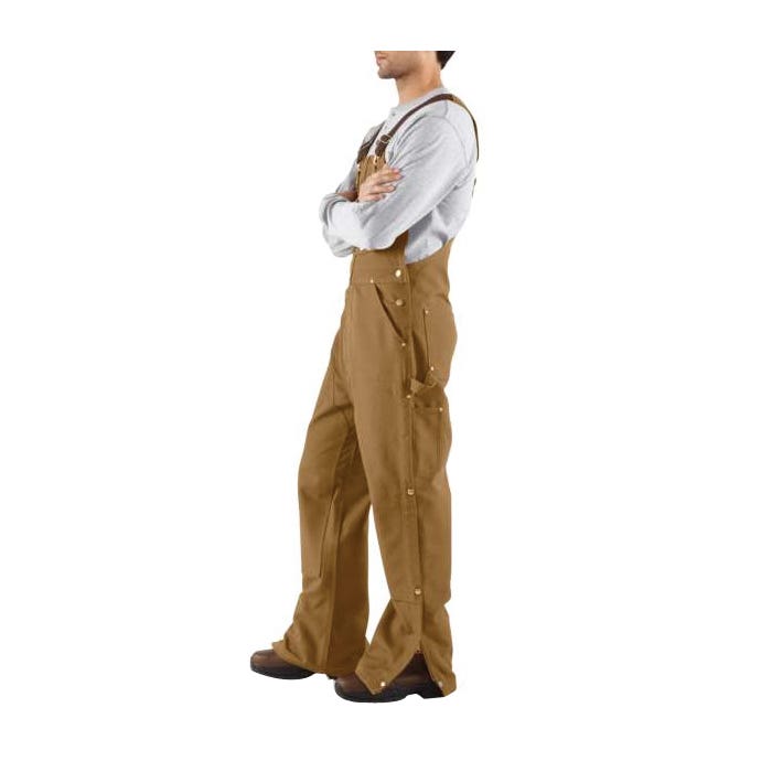 Carhartt R37-BRN30 38A Bib Overalls, 30 in L Inseam, 38 in Waist, Cotton Duck, Carhartt Brown, 7-Pocket