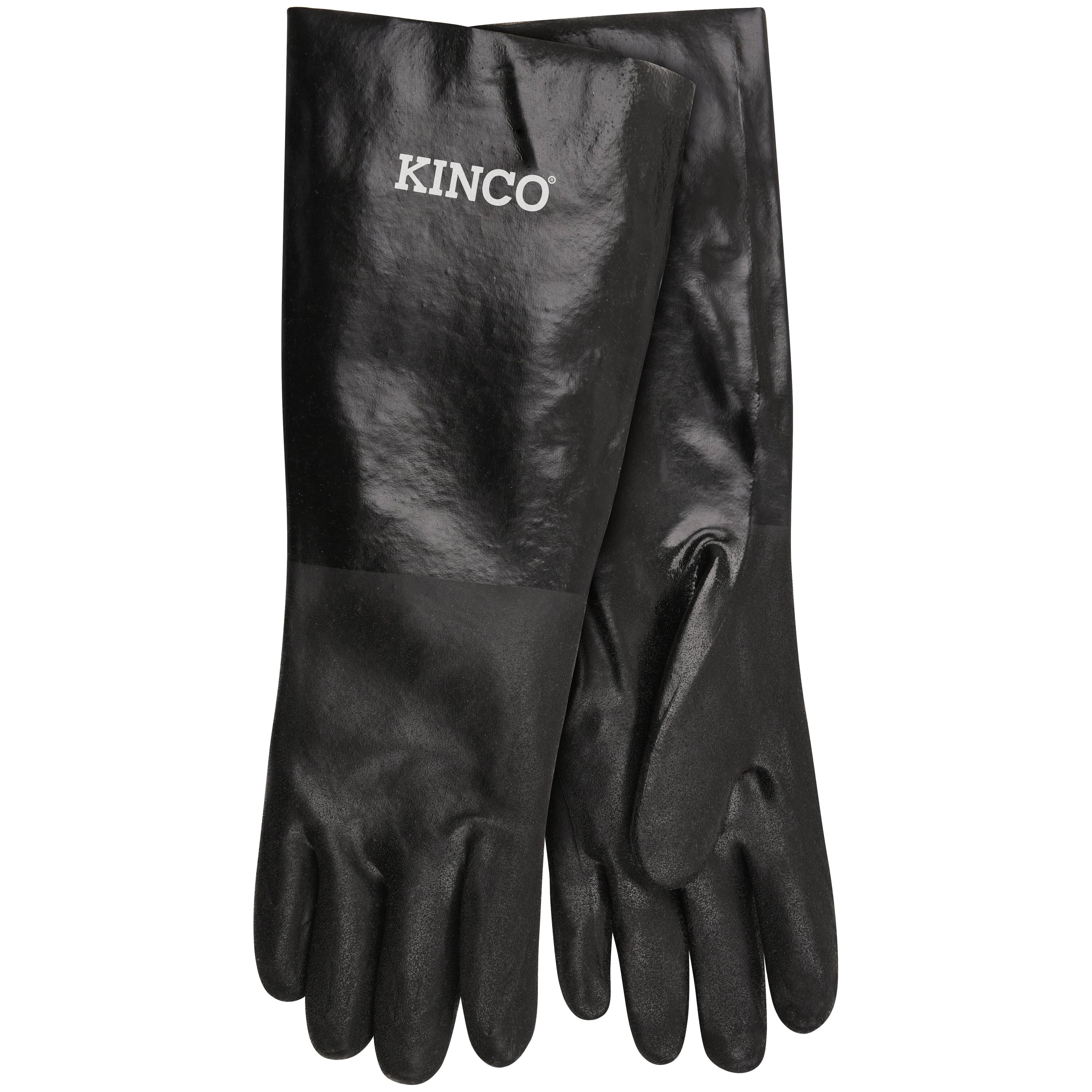 Kinco 7188-L Gripping Gloves, Men's, L, Wing Thumb, Gauntlet Cuff, PVC Coating, Black