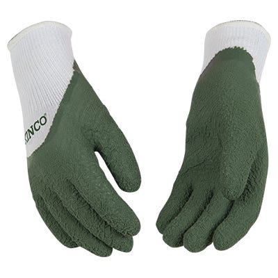 Kinco 1785-Y Youths Coated Gloves, Knit Wrist, Seamless Cuff, Latex Coating, Polyester, Green/White