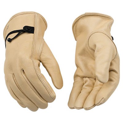 Kinco 99-S Driver Gloves, Men's, S, Keystone Thumb, Ball and Tape Cuff, Cowhide Leather, Tan