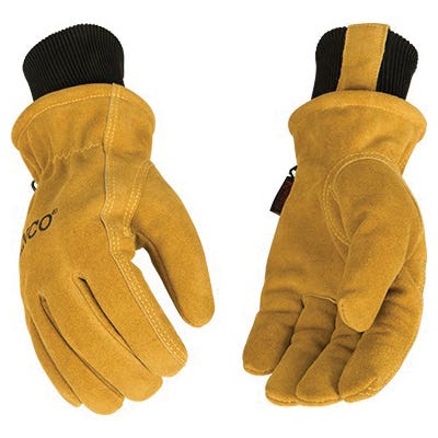 Hydroflector 350HKP-XL Gloves, Men's, XL, Keystone Thumb, Knit Wrist Cuff, Cowhide Leather, Gold