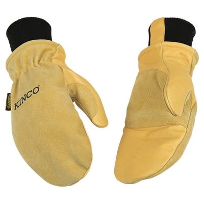 Heatkeep 901T-L Safety Gloves, L, Gold, Men's, Wing Thumb, Easy-On, Knit Wrist, Pigskin Leather, Premium Grade