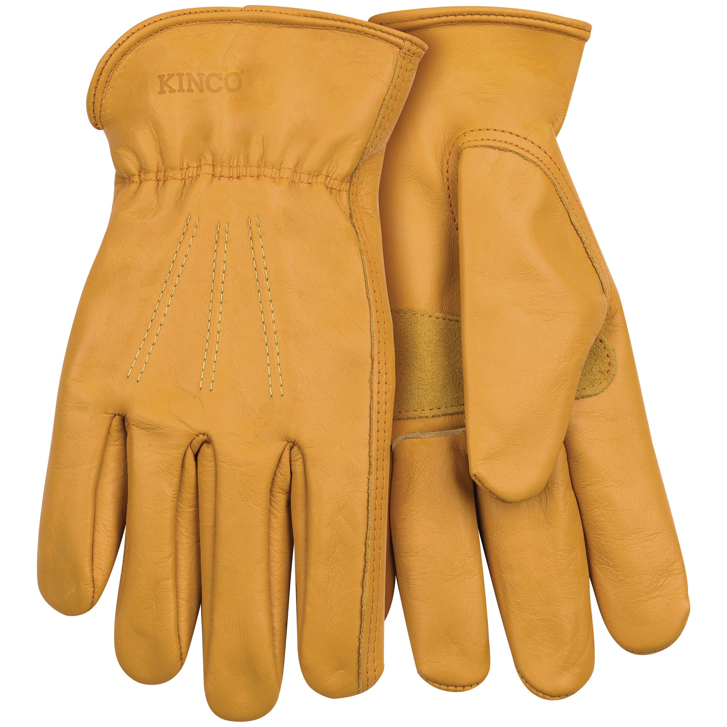 Kinco 198-L Driver Gloves, Men's, L, Keystone Thumb, Easy-On Cuff, Gold