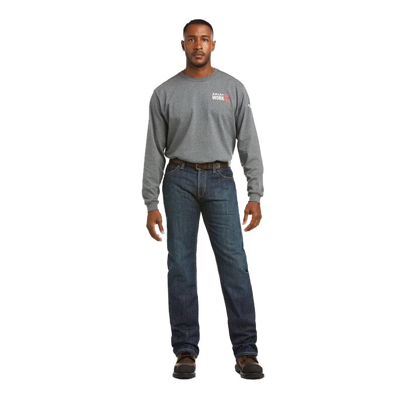 Ariat Basic FR M4 Series Jeans, 36 in, 32 in L, Shale, Bootcut, Relaxed, Stretchable