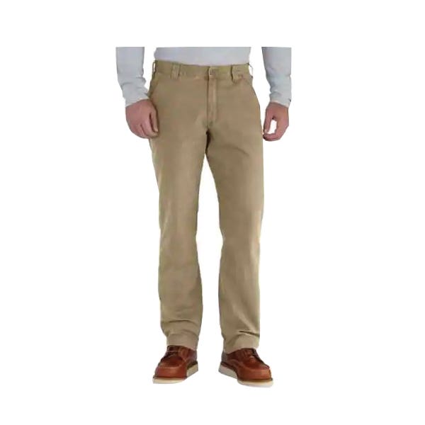 Carhartt 102291-25332 32A Rigby Dungaree Pants, 32 in, 32 in Inseam, Dark Khaki, Relaxed Fit, Stretchable, 8 oz Fabric
