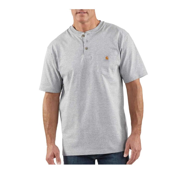 Carhartt T-Shirt, M, Regular, Cotton/Polyester, Heather Gray, Crew Neck Collar, Short Sleeve, Original Fit - K84HGYM