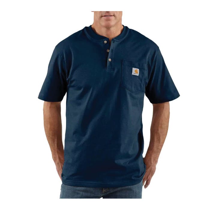 Carhartt T-Shirt, 2XL, Regular, Cotton, Navy, Crew Neck Collar, Short Sleeve, Original Fit - K84NVY2XL