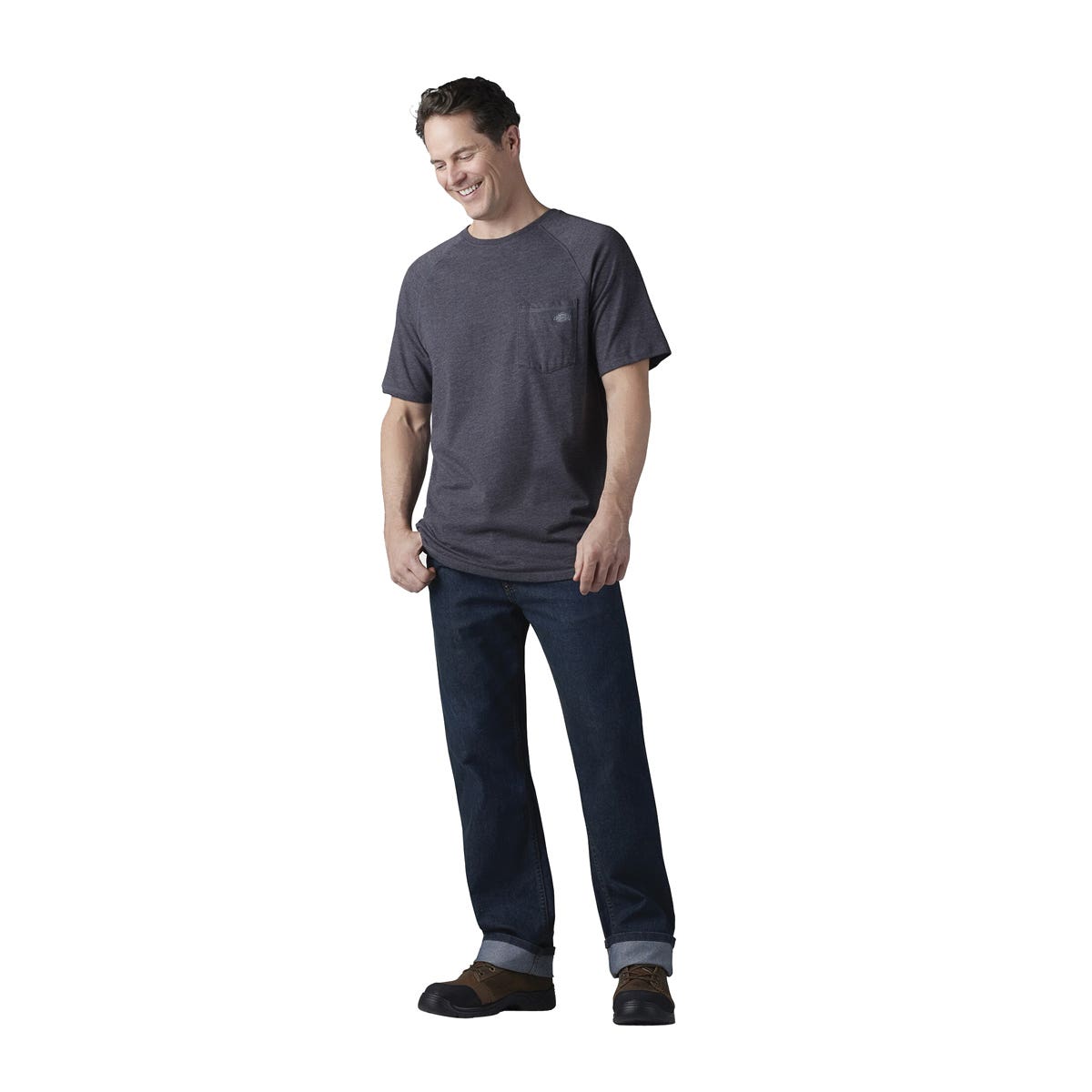 Dickies Men's Temp-iQ Series Cooling Short Sleeve Pocket T-Shirt, Heather Black, 3XL