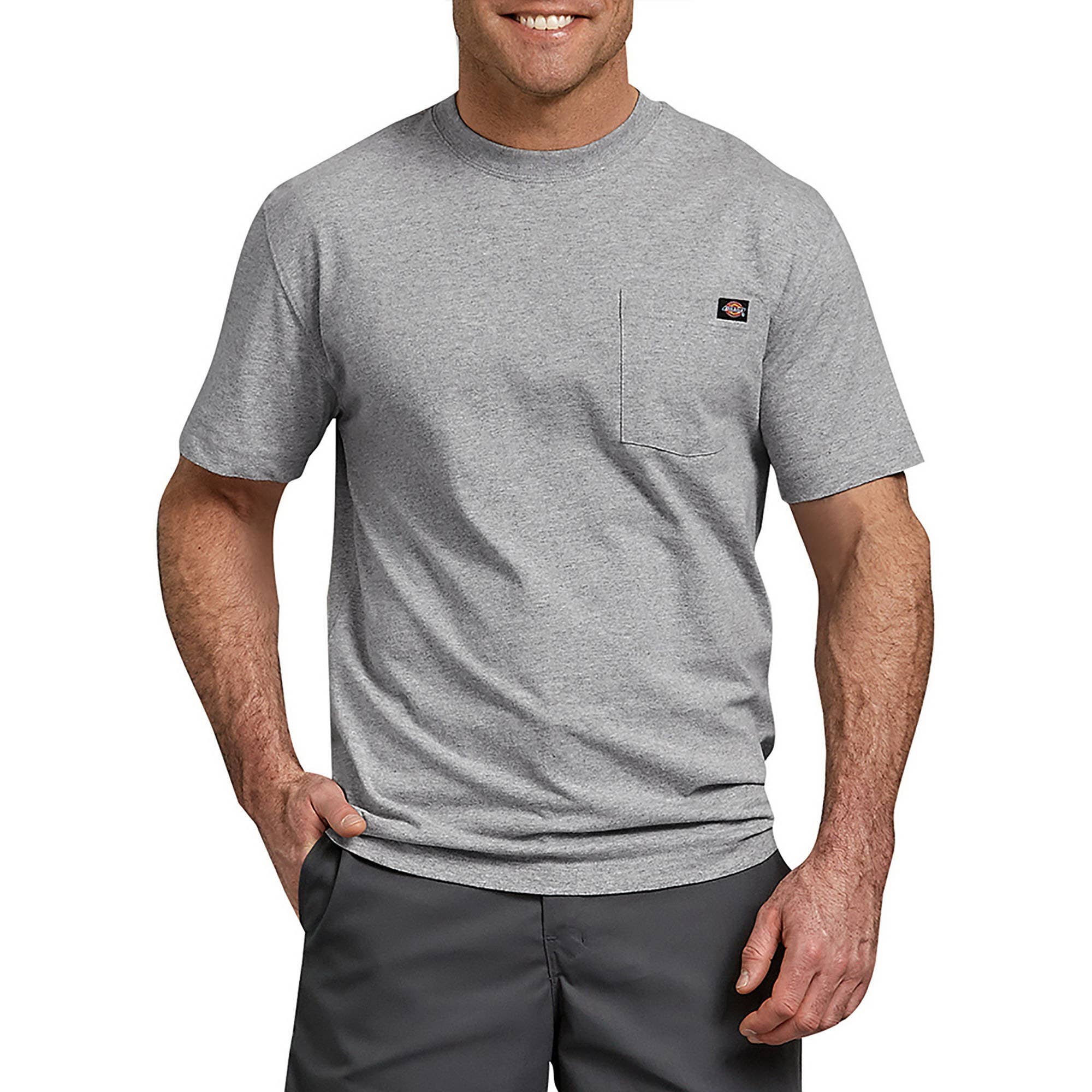 Dickies Men's Heavyweight Short Sleeve Pocket T-Shirt, Heather Gray, M