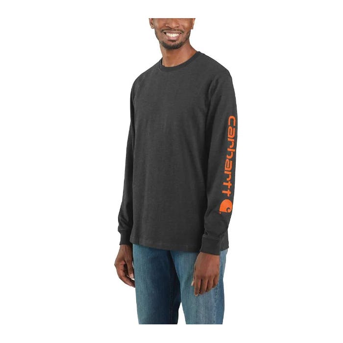 Carhartt T-Shirt, 3XL, Regular, Cotton, Carbon Heather, Carhartt Signature Logo Print/Pattern