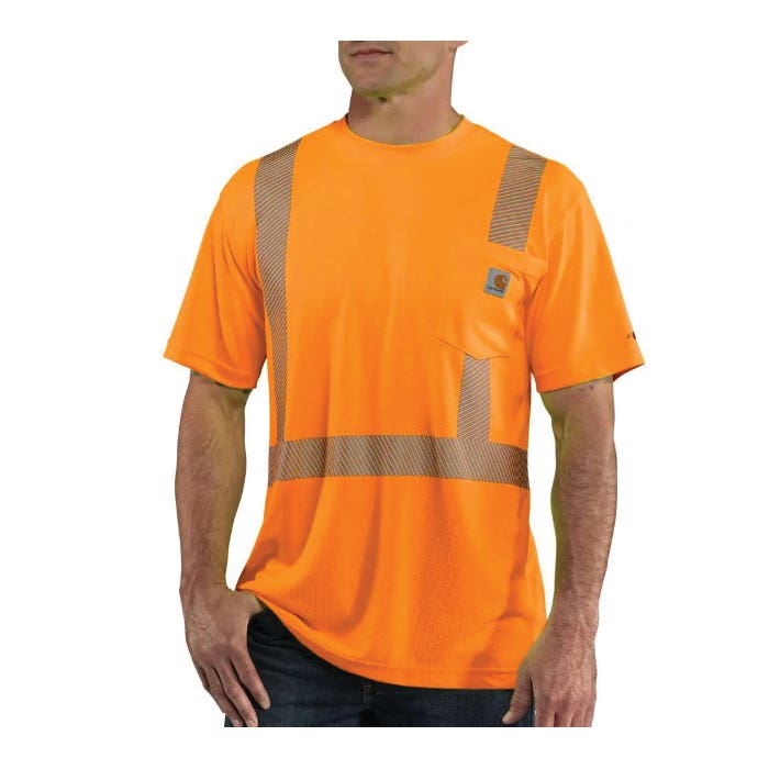 Carhartt 100495-824REG3XLA T-Shirt, 3XL, Fits to Chest Size: 54 to 56 in, Brite Orange, Regular, Crew Neck, Polyester
