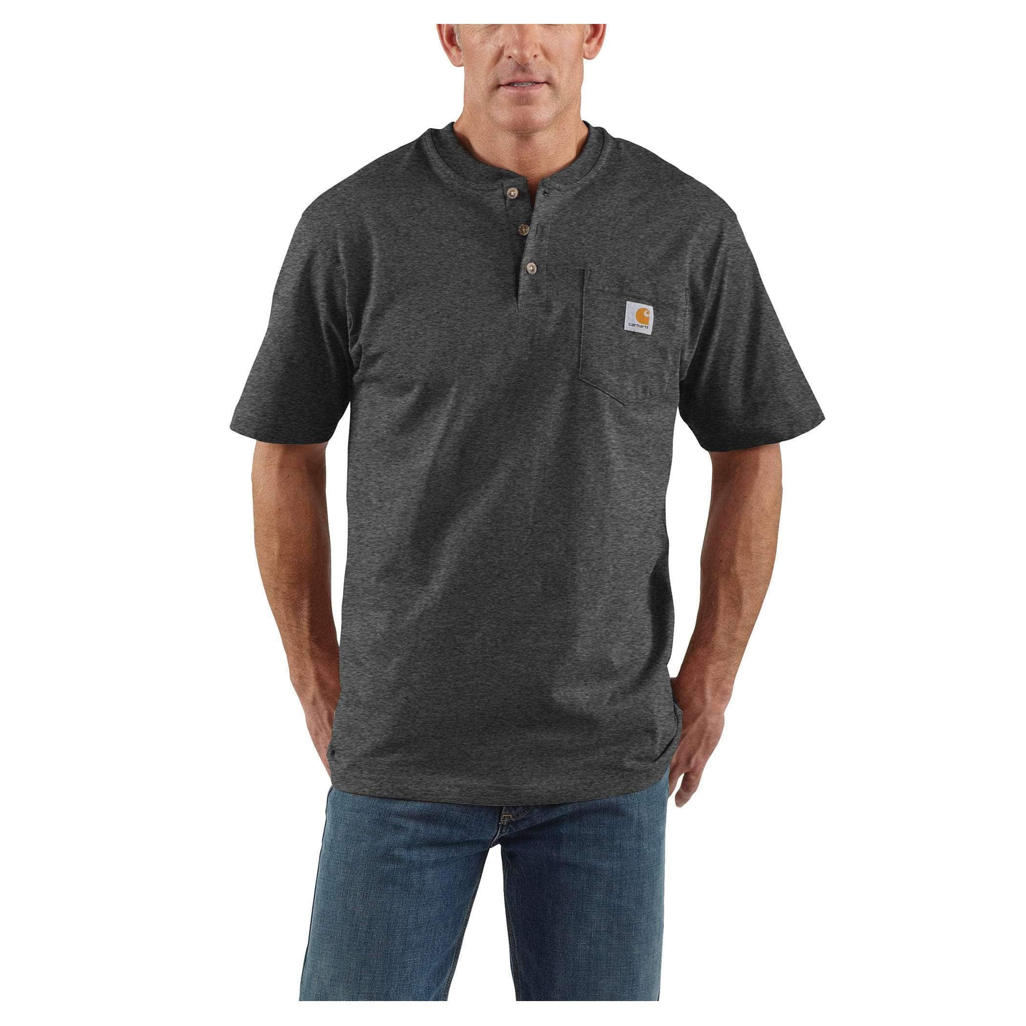 Carhartt T-Shirt, M, Regular, Cotton/Polyester, Carbon Heather, Crew Neck Collar, Short Sleeve