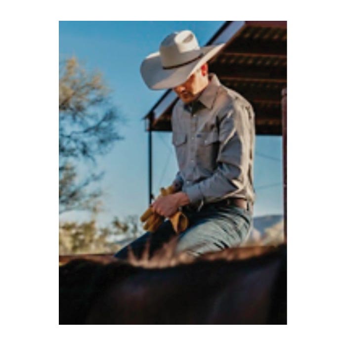 Wrangler Cowboy Cut Series 70130MW-15X33 Western Shirt, M, Fits to Chest Size: 38 to 40 in, Chambray, Regular, Spread