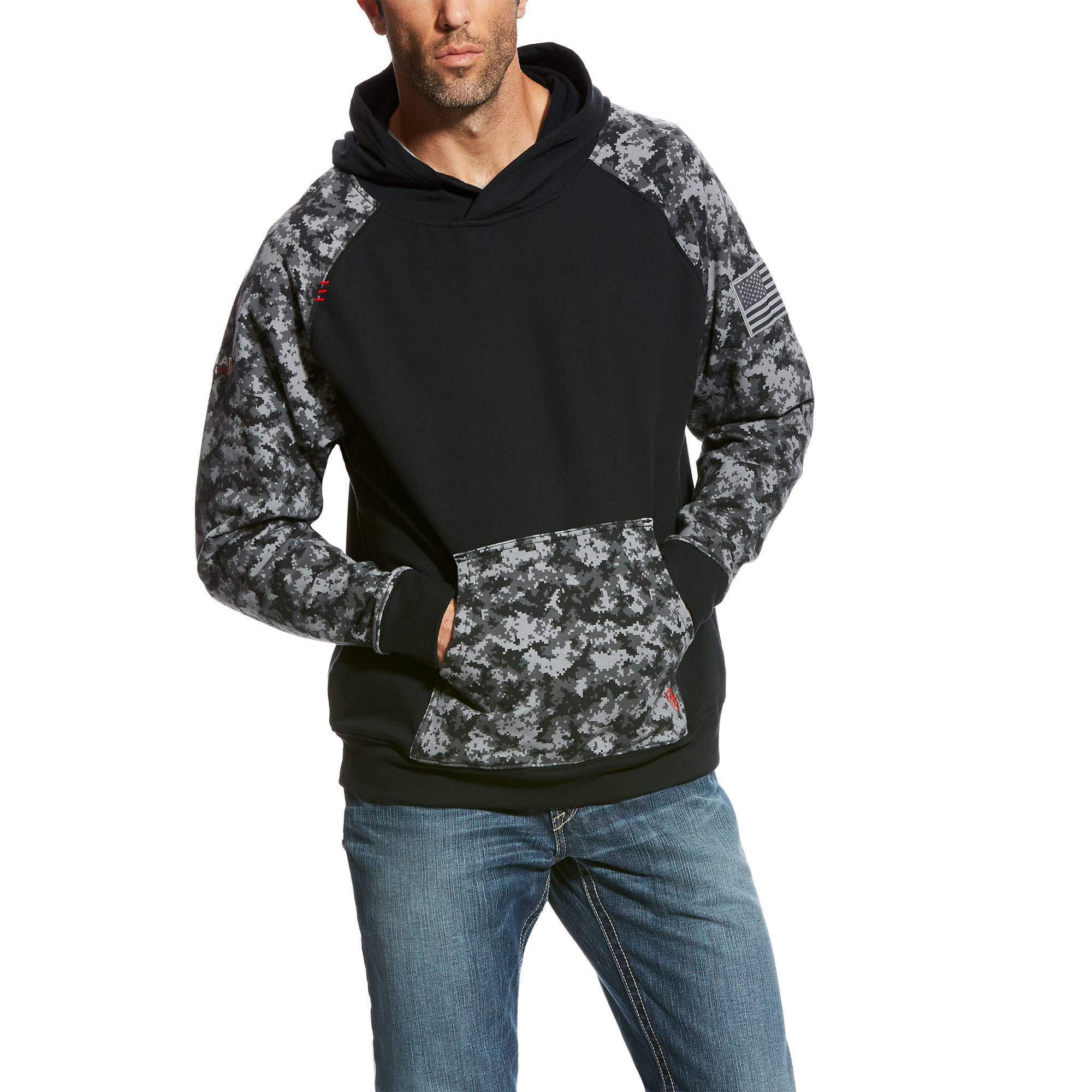 Ariat Patriot Series Hoodie, XL, Cotton/Spandex, Black Digi Camouflage