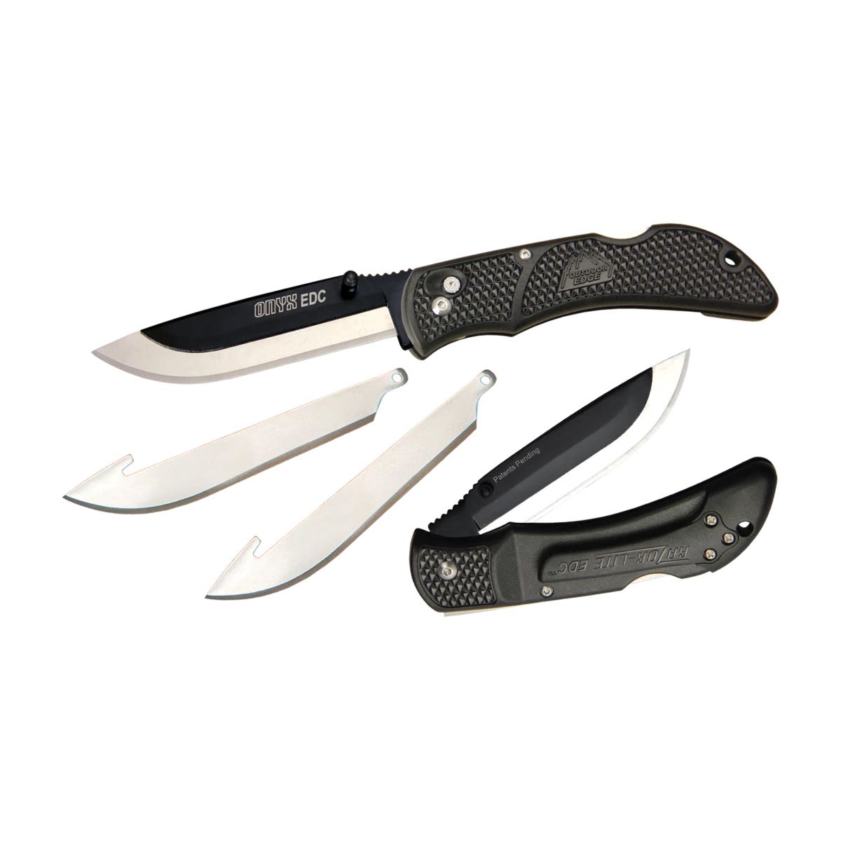 Outdoor Edge Onyx EDC Series Folding Knife, 3-1/2 in L Blade, Stainless Steel Blade, Non-Slip Grip Handle