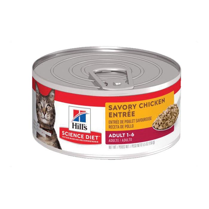 Science Diet 4534 Cat Food, Adult, Savory Chicken, 5.5 oz Can