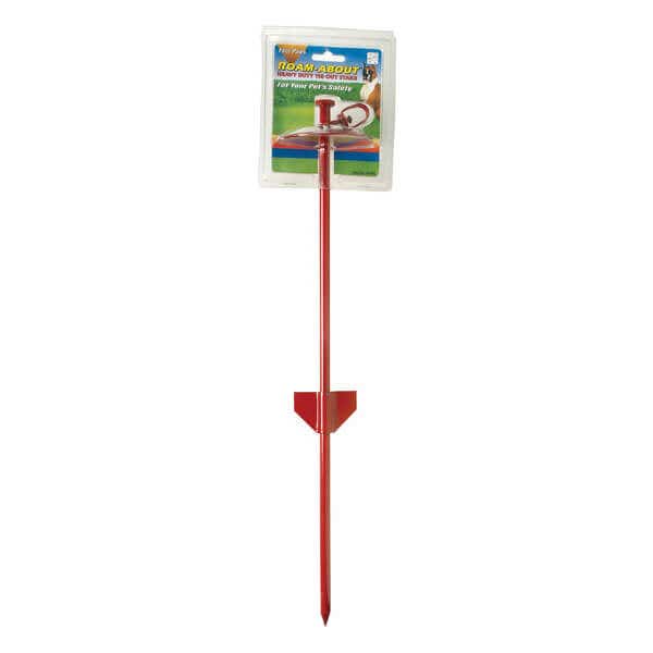 Four Paws Tie-Out Stake, 23 in L Belt/Cable, Steel, Red