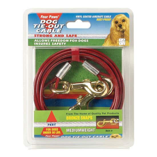 Four Paws Tie-Out Cable, Medium-Weight, 20 ft L Belt/Cable, Red