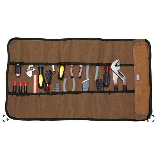 Carhartt Legacy Tool Roll, 26 in W, 13 in H, 21-Pocket, Polyester, Brown