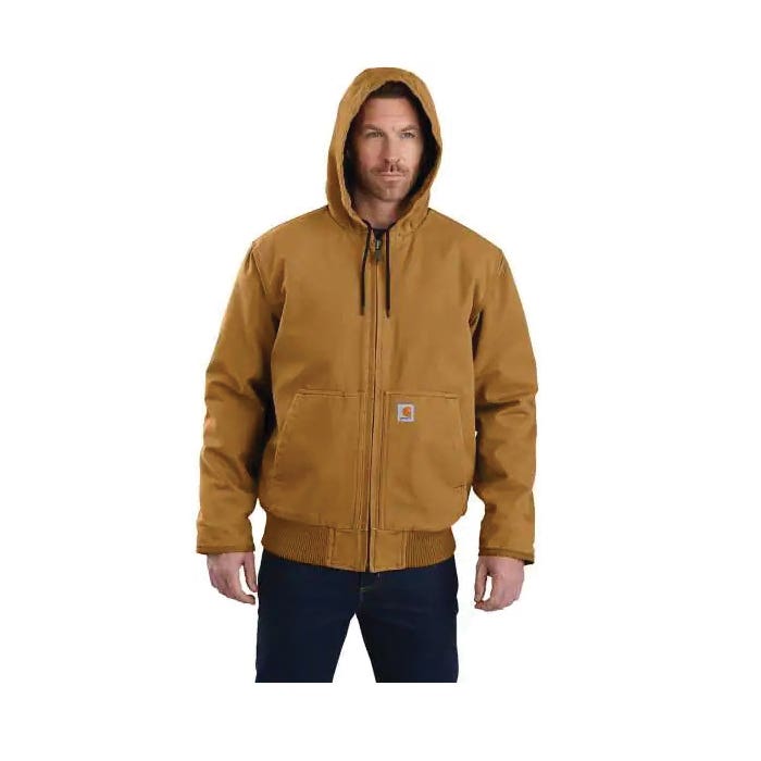 Carhartt Active Jacket, M, Black, Hooded Collar, Zipper Closure, Regular