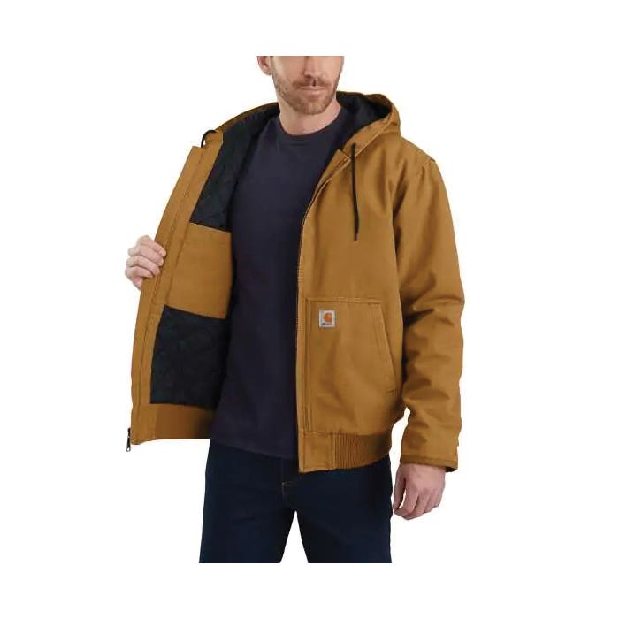 Carhartt Active Jacket, M, Black, Hooded Collar, Zipper Closure, Regular