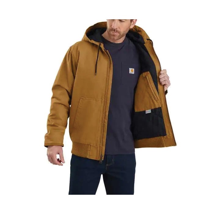 Carhartt Active Jacket, L, Black, Hooded Collar, Zipper Closure, Regular