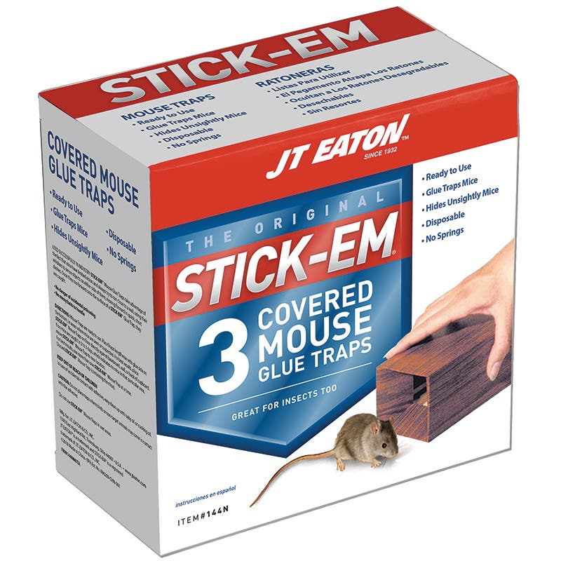 J.T. Eaton Mouse Glue Trap, 6 in L, 3-1/2 in W, 2-1/2 in H, Glue Locking