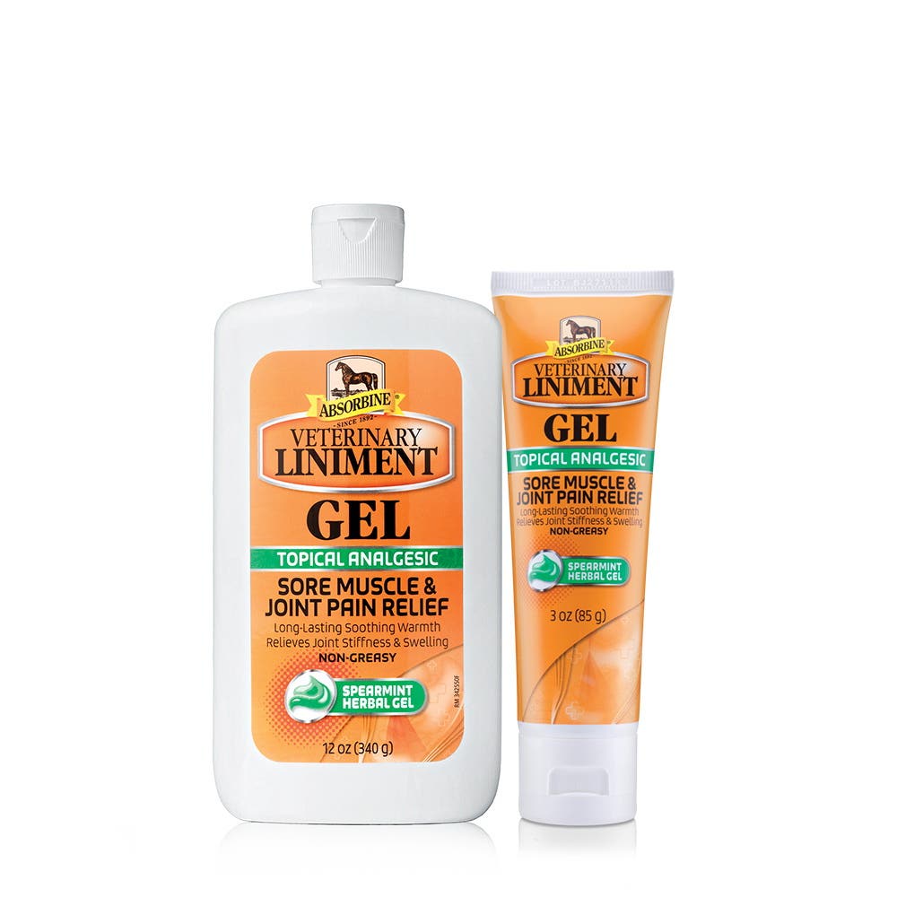 Absorbine Veterinary Liniment Gel Clear Green Spearmint 3 oz Tube