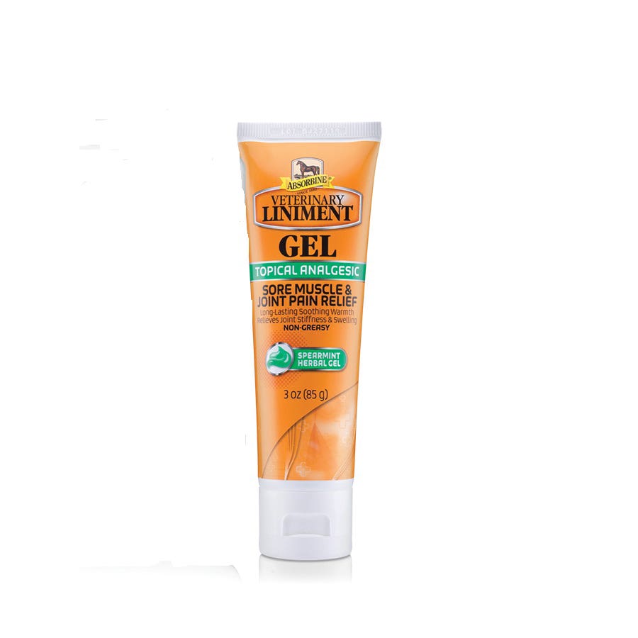 Absorbine Veterinary Liniment Gel Clear Green Spearmint 3 oz Tube