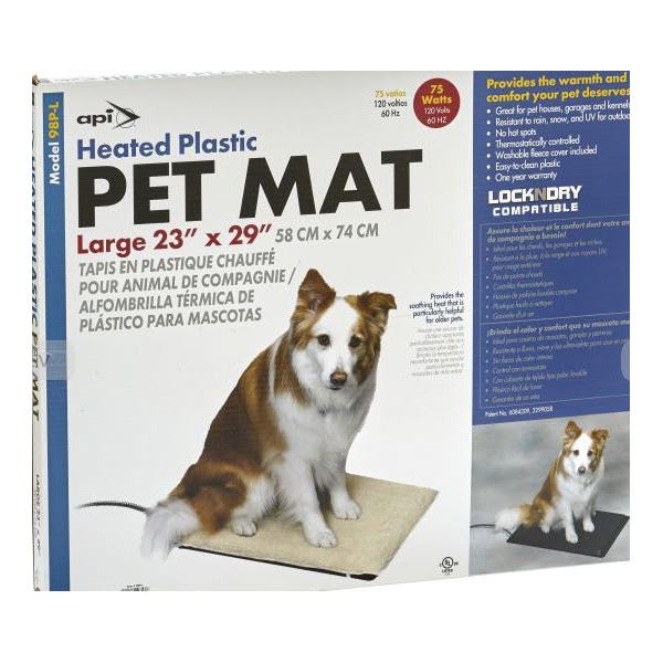 API Large Heated Pet Mat, 29 in L, 24 in W, Fleece Cover