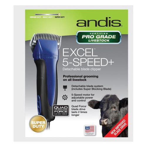 Andis Excel Detachable Blade Clipper, Carbon Steel/Polymer, Indigo Blue, Horse Pack