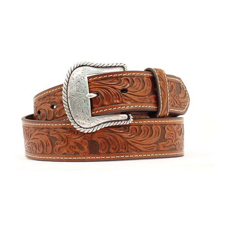 Nocona Western Belt, Men's, 32 in, Silver Buckle, Leather, Tan
